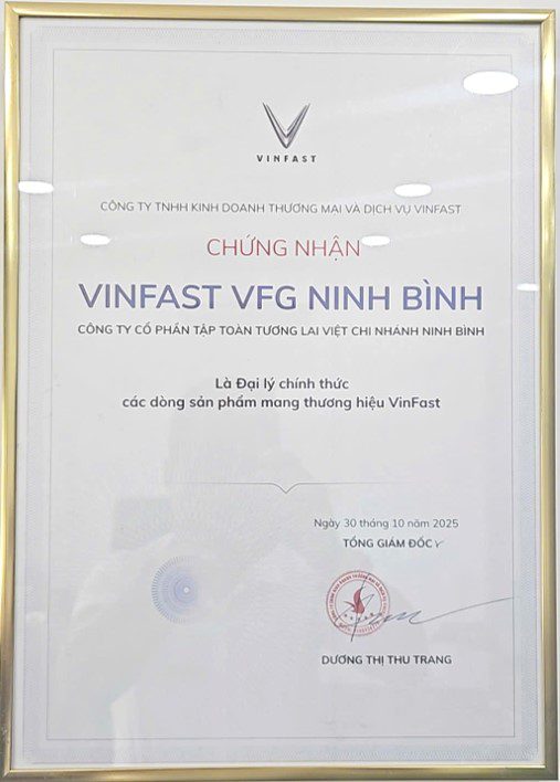 VFG chứng nhận đại lý Vinfast